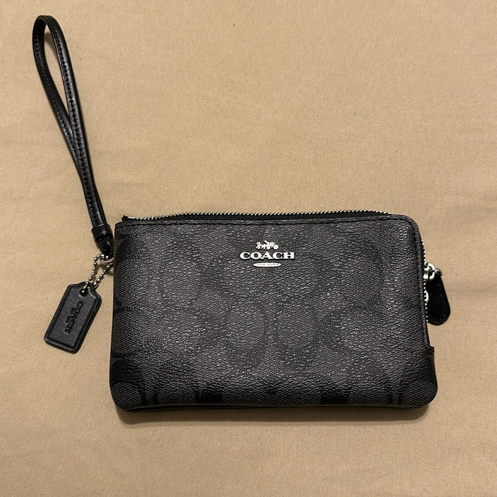 Coach Leather Double Zipper Wristlet